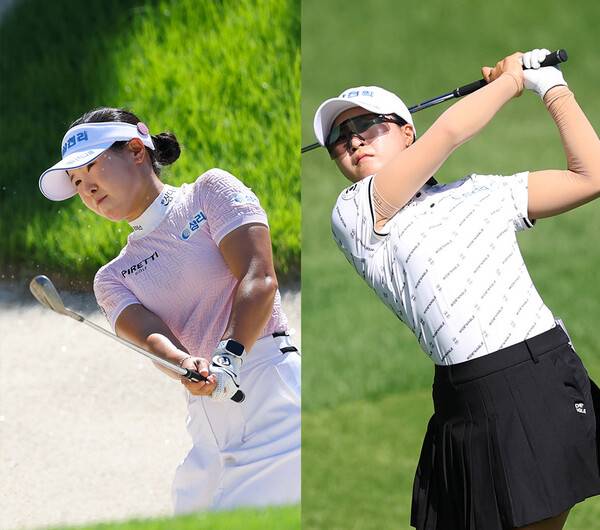 2025년 한국여자프로골프(KLPGA) 투어 메이저 대회 KB금융 스타챔피언십에 출전한 자매 골퍼 고지우와 고지원 프로가 2라운드에서 경기하는 모습이다. 사진제공=KLPGA (이미지를 무단으로 사용하지 마십시오)