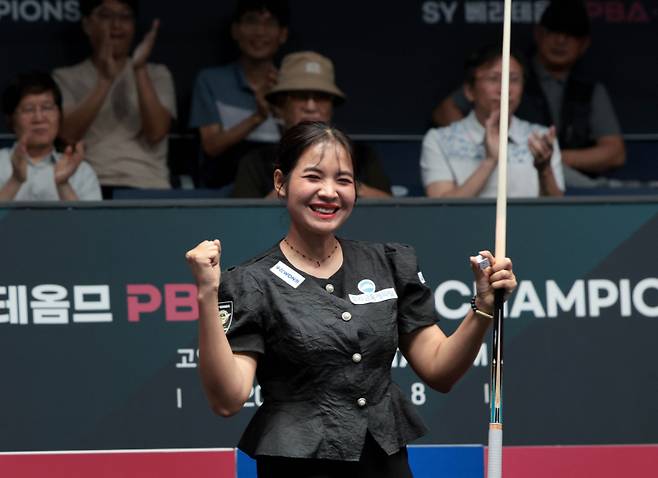 ‘캄보디아 특급’ 스롱 피아비(우리금융캐피탈)는 김가영에게 강한 면모를 보였다. PBA 제공
