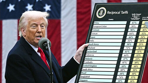 나라별로 매겨진 관세율에 대해 설명하고 있는 도널드 트럼프 미국 대통령. <연합뉴스>