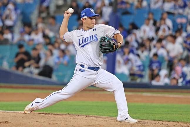 5일 키움 히어로즈전에 선발 등판한 최원태. /사진=삼성 라이온즈