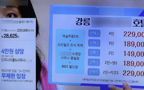 ◇홈쇼핑서 판매한 호텔 패키지 모습. 사진=강릉지역 맘카페 화면 캡처본