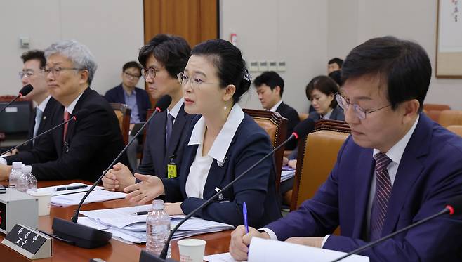 4일 서울 여의도 국회에서 열린 제429회 국회(정기회) 법제사법위원회 제2차 전체회의 '검찰개혁 공청회'에서 차진아 교수가 발언하고 있다. /남강호 기자