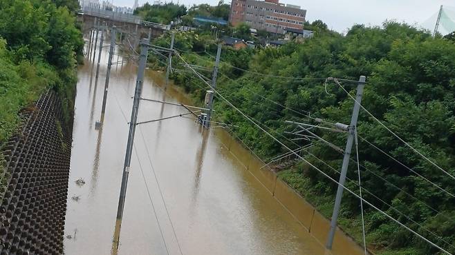 침수된 전라선(사진 출처 : 시청자)