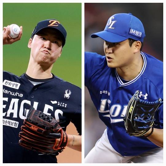 엄상백(왼쪽)과 최원태