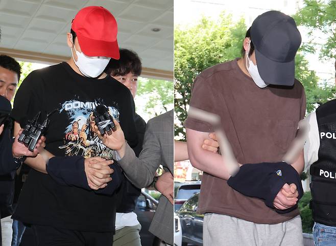 초등학생들을 유괴하려 한 혐의로 긴급체포된 20대 남성 3명 중 2명이 지난 5일 오전 서울 마포구 서울서부지방법원에서 열린 구속 전 피의자심문(영장실질심사)에 출석하고 있다. 뉴스1