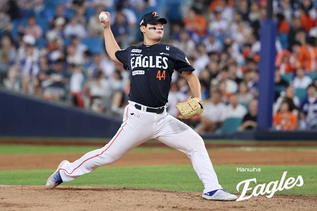 6일 삼성전에 등판한 김서현. /사진=한화 이글스