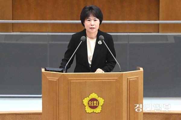 8일 오전 경기도의회 본회의장에서 진행된 제386회 임시회 제2차 본회의에서 경기도의회 서성란 의원이 5분 자유발언을 하고 있다. 2025.9.8 /최은성기자 ces7198@kyeongin.com