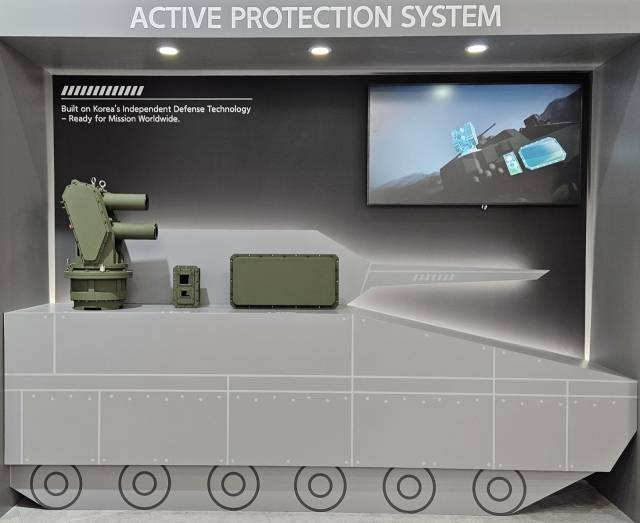 한화시스템이 국제방산전시회 폴란드 MSPO 2025에서 최초로 공개한 능동방호체계(APS). 한화시스템 제공