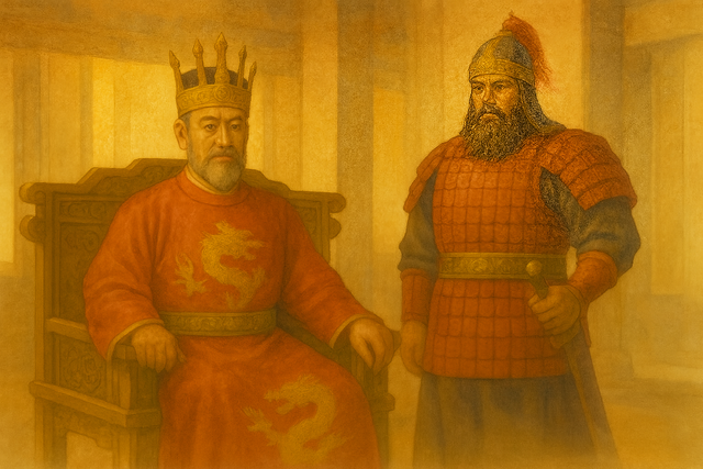 인공지능 AI가 그린 김유신 장군과 무열왕의 모습.