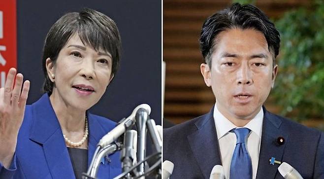 다카이치 사나에(왼쪽) 전 경제안보상과 고이즈미 신지로 농림상. ⓒ 교도/연합뉴스