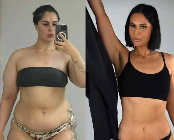 ‘과체중 트레이너’로 불렸던 여성이 52kg을 감량한 사연이 공개됐다. 사진은 나타샤 골리잔​의 다이어트 전(왼)과 후(오). /사진=더 선