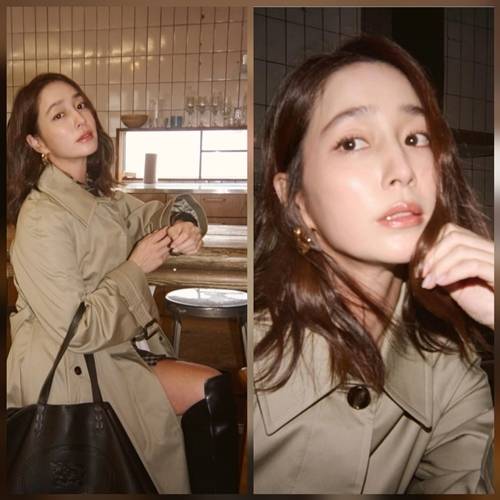 배우 이민정이 8일 만에 다시 트렌치코트 패션을 선보였다. 사진=이민정 SNS