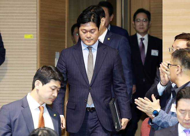 김승희 전 의전비서관이 지난 2023년 4월 충남 아산 삼성디스플레이에서 열린 신규투자 협약식에 참석하는 모습. 사진=뉴시스