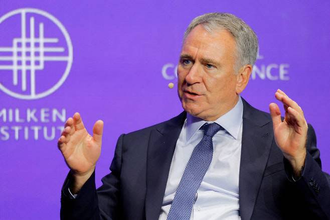 지난 5월 미국 캘리포니아주 비벌리힐스에서 열린 밀컨연구소 글로벌 컨퍼런스 2025에서 켄 그리핀 시타델 CEO가 인터뷰하고 있다.(사진=로이터)