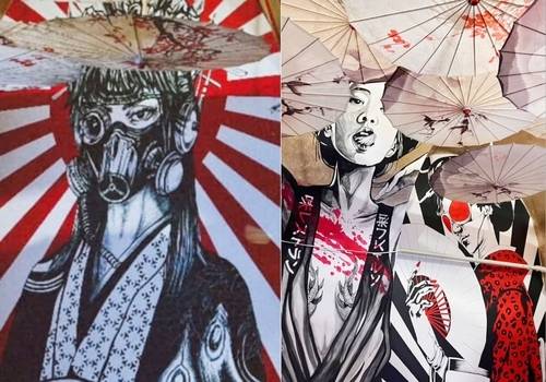 ▲ 루마니아 한식당의 일본식 인테리어와 욱일기가 걸려 있는 모습 [서경덕 교수 제공]