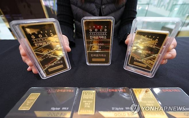 한국 금거래소의 골드바. [사진 출처 = 연합뉴스]