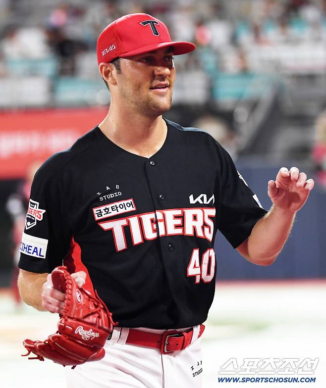 29일 수원KT위즈파크에서 열린 KBO리그 KT 위즈와 KIA 타이거즈의 경기. KIA 선발 네일이 미소짓고 있다. 수원=박재만 기자 pjm@sportschosun.com/2025.08.29/