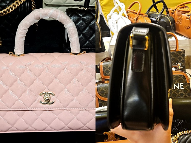 명품브랜드 미우미우, 셀린느, 구찌 등 가방이 놓여져 있다. 세일도 진행하는 모습이다. 박재현 기자.