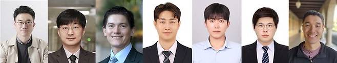 [울산=뉴시스] 구미현 기자 = UNIST 연구진. 사진 좌측부터 장지욱 UNIST 교수, 서동화 KAIST 교수, 토머스 하라미요 스탠포드대 교수, 오동락 연구원, 황선우 연구원, 김동연 연구원, 제시 매튜 연구원 (사진=UNIST 제공) photo@newsis.com *재판매 및 DB 금지