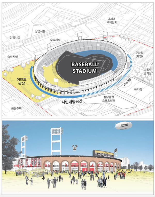 성남시는&nbsp;종합운동장 주경기장을 야구전용시설로 바꾸는 설계공모에서 에스샵건축사사무소 작품을 최종 선택했다고 11일 밝혔다(사진=성남시)