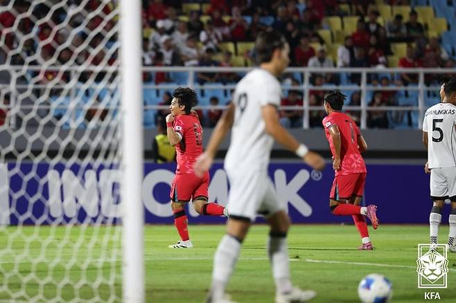 인도네시아전에서 득점 후 기뻐하는 황도윤. 제공 | 대한축구협회
