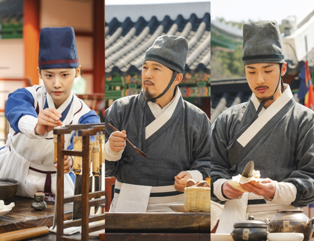 '폭군의 셰프' 4회에서 연지영(임윤아)과 엄봉식(김광규), 맹만수(홍진기)가 대령숙수 자리를 놓고 요리 경합을 벌이고 있다. tvN 제공