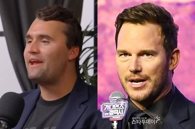 찰리 커크(왼), 크리스 프랫. 사진|찰리 커크 SNS, 스타투데이DB