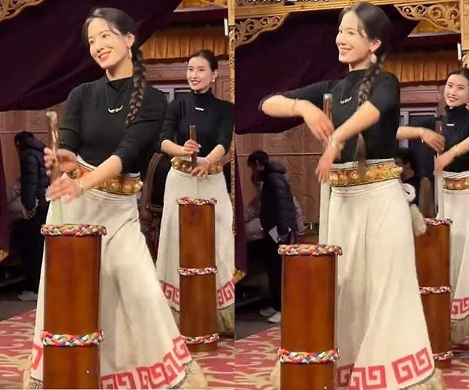 배우 송혜교와 닮은꼴로 화제가 된 티베트 여성 용종(27).SCMP