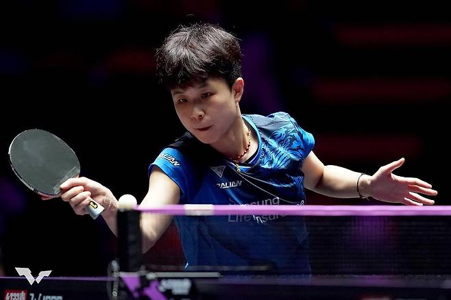 WTT 챔피언스 마카오에 나선 주천희의 경기 장면  [WTT 인스타그램 캡처. 재판매 및 DB 금지]