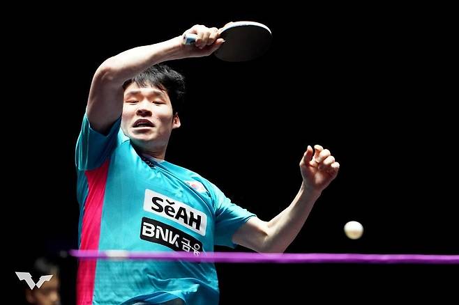 공격하는 장우진 [WTT 인스타그램 캡처. 재판매 및 DB 금지]