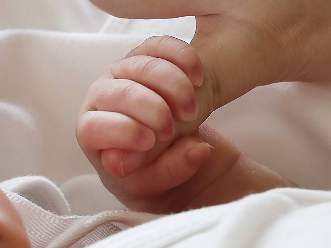 신생아가 엄마 손을 잡고 있다./연합뉴스