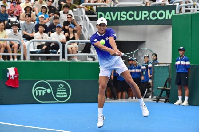 권순우의 12일 경기 모습. 사진=대한테니스협회