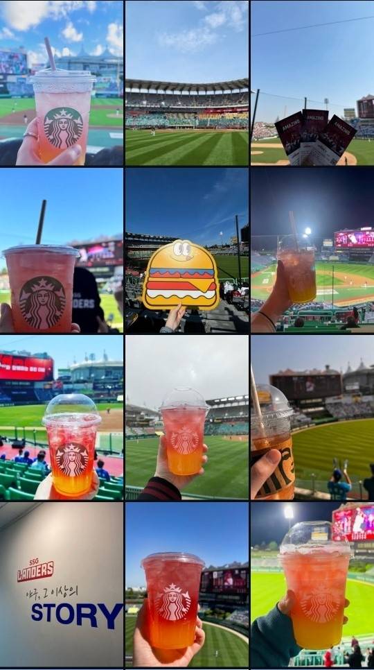 A compilation of images shows baseball fans sharing their experience with the Starbucks Slammer on social media. (Instagram)
