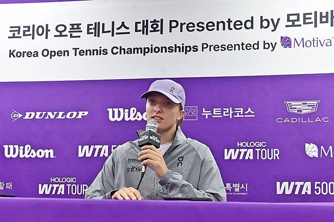 사전 기자회견에 참석한 시비옹테크. 코리아오픈