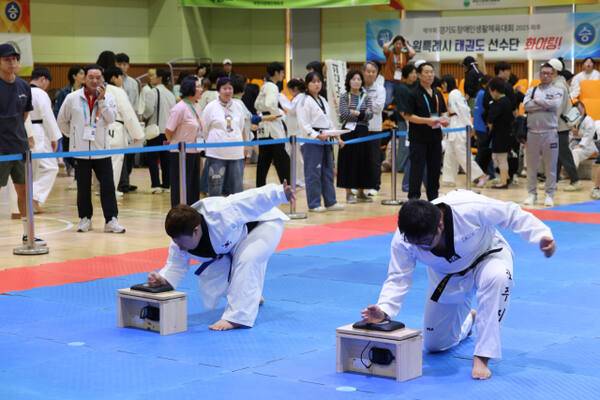 ‘제19회 경기도장애인생활체육대회 2025 파주’서 태권도 경기가 열리고 있다. 도장애인체육회 제공