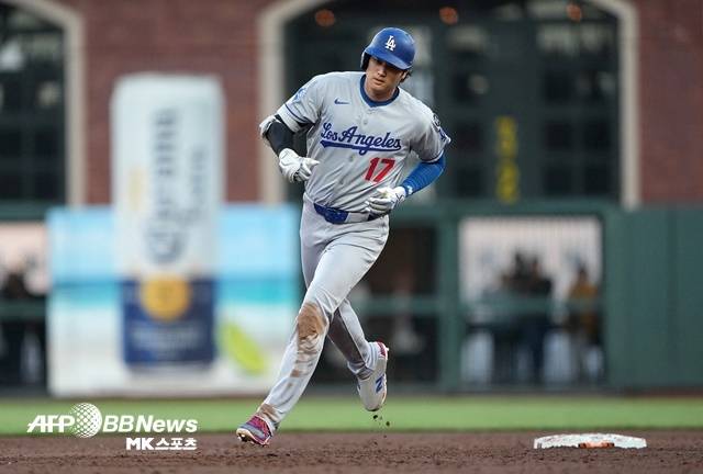 14일 샌프란시스코전서 홈런포를 가동한 오타니. 사진(미국 샌프란시스코)=AFPBBNews=News1