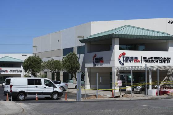 The national headquarters of Turning Point USA is seen after the shooting of Charlie Kirk, the 31-year-old CEO and co-founder of the organization, during a Utah college event on Sept. 10, in Phoenix. [AP/YONHAP]
