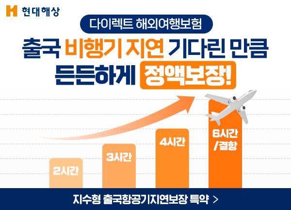 현대해상은 다이렉트해외여행보험 상품에 지수형 출국 항공기 지연보장 특약을 새롭게 출시했다. [현대해상 제공]