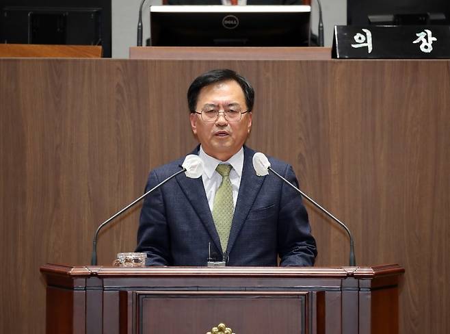[홍성=뉴시스] 충남도의회 편삼범 의원 본회의 발언 모습.  *재판매 및 DB 금지