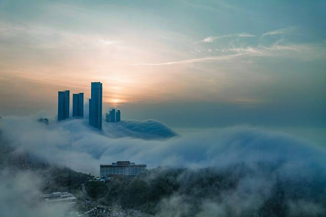 악셀 팀머만 기초과학연구원(IBS) 단장이 찍은 해무 낀 해운대./악셀 팀머만