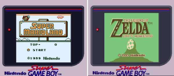 슈퍼 게임보이에 게임보이 팩을 꽂아서 나온 화면