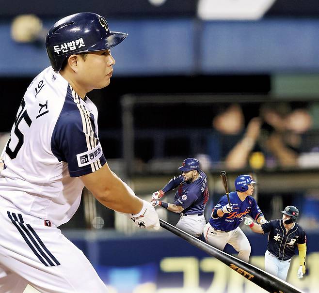 (왼쪽부터) 두산 양의지, 롯데 레이예스, 한화 문현빈, KT 안현민.각 구단 제공