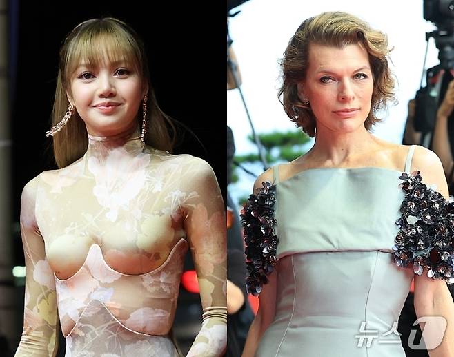 제30회 부산국제영화제 개막식 레드카펫에 참석한 블랙핑크 리사, 밀라 요보비치 ⓒ 뉴스1 권현진 기자