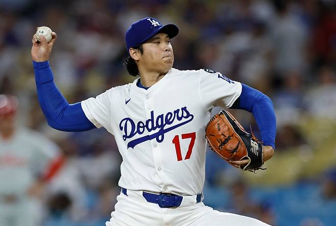오타니 쇼헤이가 5이닝을 무안타 무실점으로 틀어막으며 투수 복귀 후 최고의 피칭을 선보였다. AFP연합뉴스