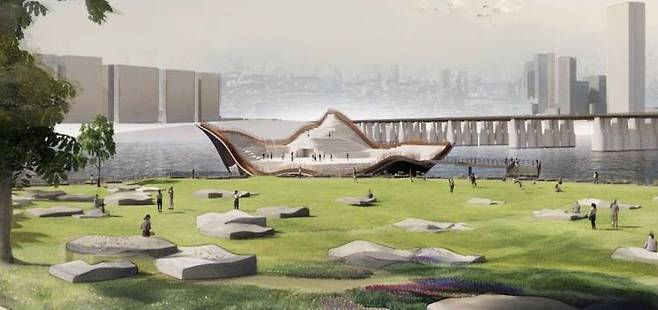 서울시가 조성 예정인 노들섬 내 꽃잎 모양의 수상정원 조감도. 서울시