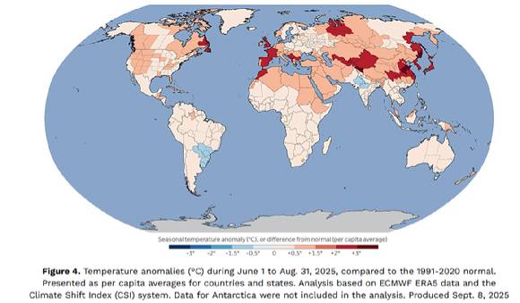 기후전환지수(Climate Shift Index, CSI)는 0레벨에서 5레벨로 나뉜다. 0레벨은 당일 기상 조건에 기후변화 영향이 나타나지 않는 것을 의미한다. CSI 2레벨은 최소 2배 이상을 뜻한다. [사진=클라이밋센트럴]