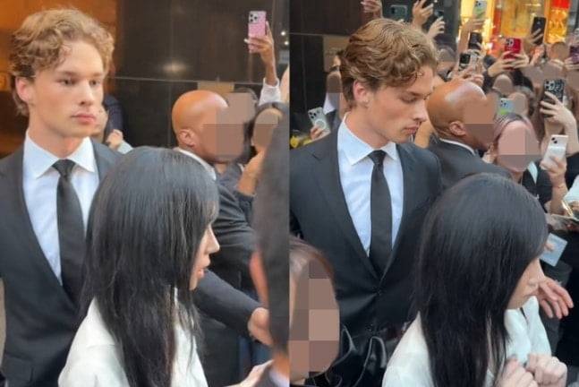 지난 10일 미국 뉴욕에서 열린 랄프로렌 패션쇼에 참가한 에스파 윈터와 함께 찍힌 경호원이 화제가 됐다. /사진=틱톡