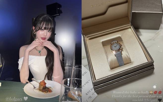 장원영이 불가리 코리아 이정학 대표 등과 프라이빗한 식사 자리를 가졌다. /사진=인스타그램 갈무리