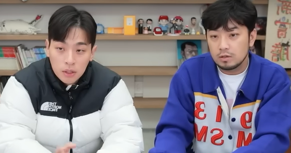 네이버 치지직에서 ‘침착맨’으로 활동 중인 이말년 웹툰 작가(오른쪽)와 박정민 배우 [침착맨 유튜버 캡처]