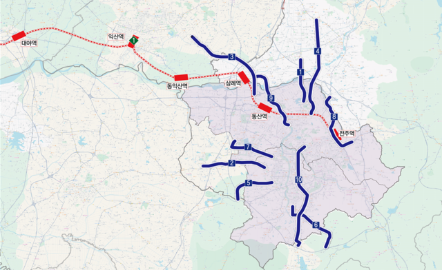전주권 광역교통시설 계획도./사진=전북도